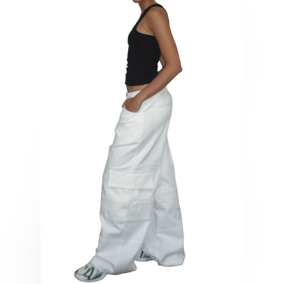 Local European Relaxed Cargo Denim Pants Wide Leg Oversized Medium - Picture 3 of 10